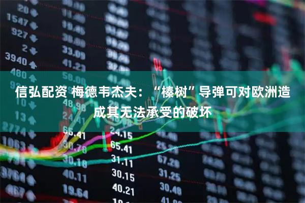 信弘配资 梅德韦杰夫：“榛树”导弹可对欧洲造成其无法承受的破坏